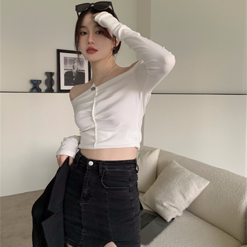 Áo Thun Trễ Vai Thiết Kế Quyến Rũ Độc Đáo Cho Nữ