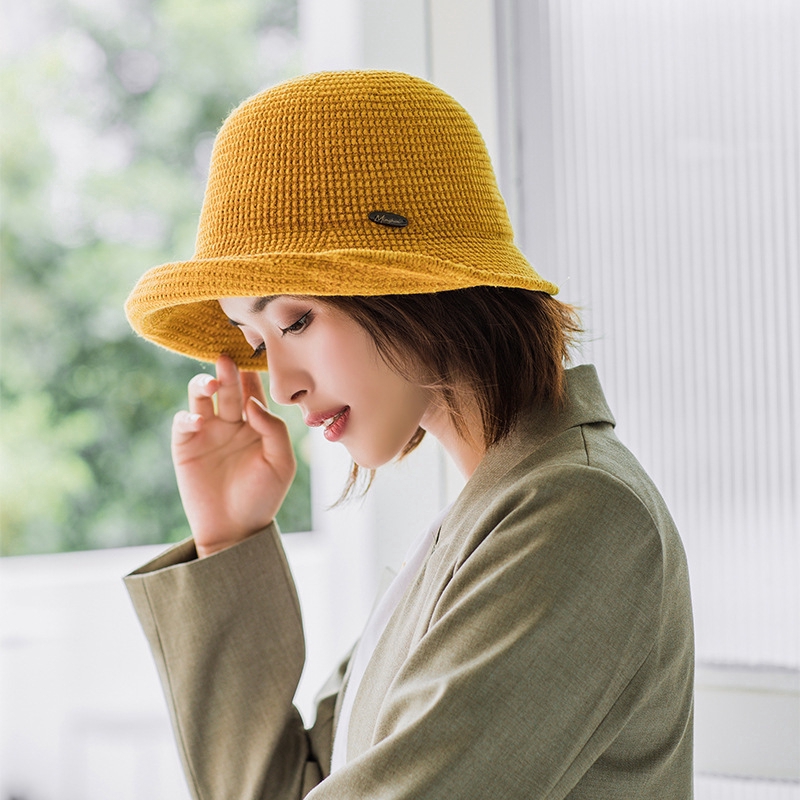 2019 Korean style autumn and winter style solid color round brim fisherman hat