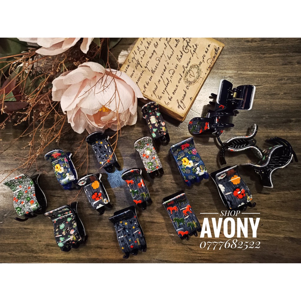 Bấu tóc 3-5 răng Honey meka nền gam màu xanh jean phong cách