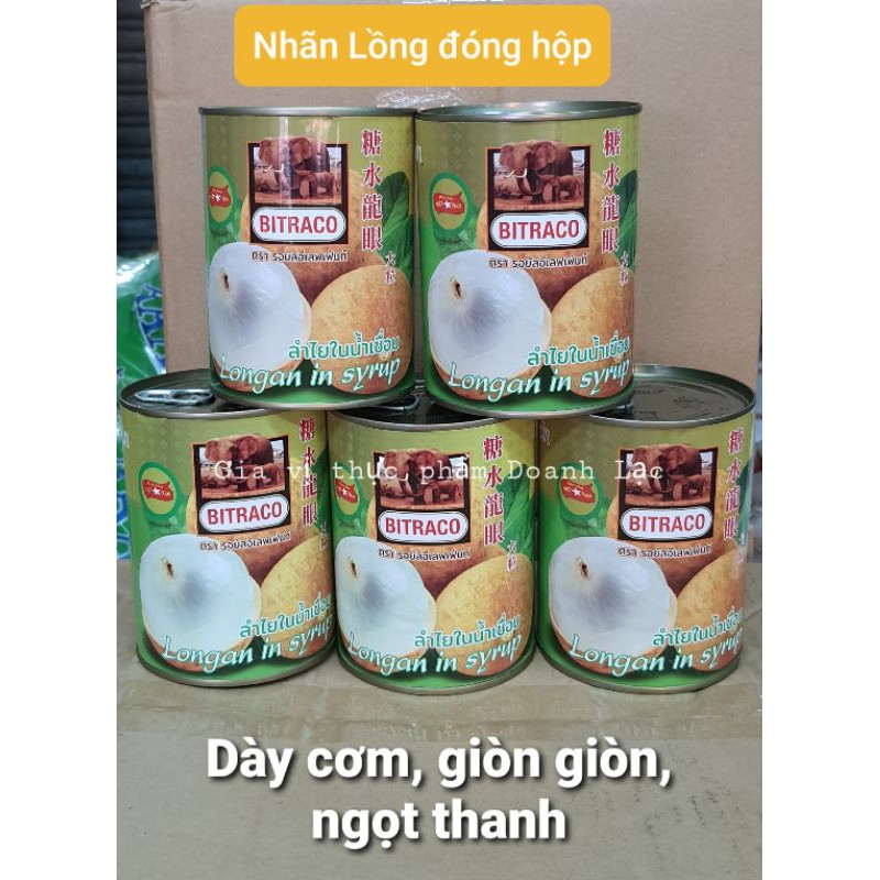 [Bitraco] Loại 1. Nhãn lồng ngâm nước đường / nhãn lon 565gr👍Trái giòn, dày, ngọt thanh🍨Topping trà sữa, cocktail