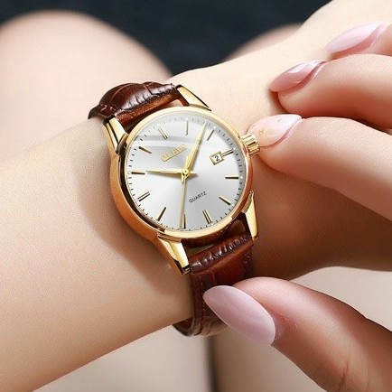 Đồng hồ nữ OLEVS chính hãng, chống nước , chống xước , dây da bò cao cấp - Đồng hồ thời trang nữ cao