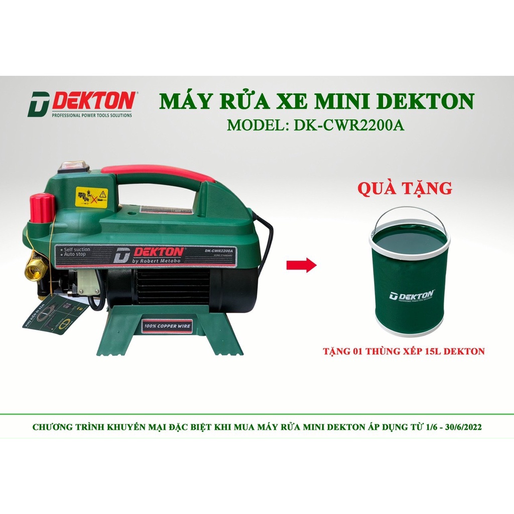 MÁY RỬA XE ÁP LỰC CAO DEKTON 2200W GERMANI 2022 SIÊU ÊM CHÍNH HÃNG