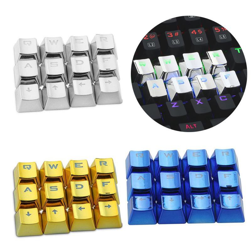 keycap xuyên led mạ vàng bạc 12 phím PBT tặng dụng cụ