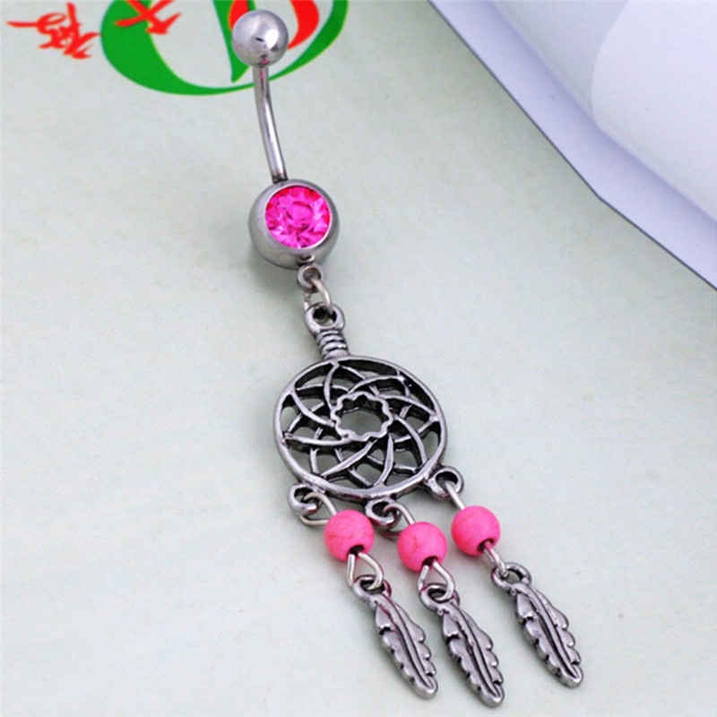 Khuyên rốn đính đá sang trọng bằng thép y tế