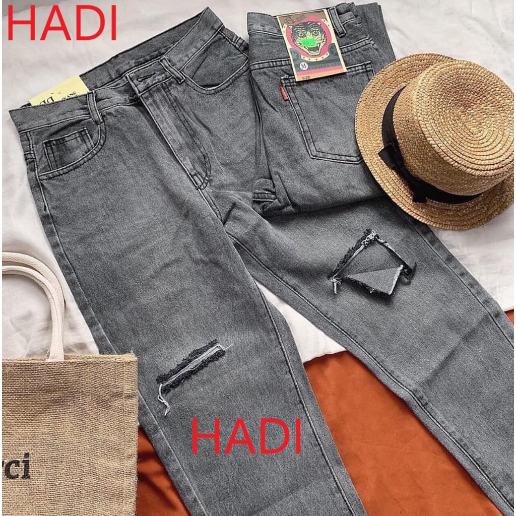 Q021 Quần jean bò denim nữ baggy lưng cao quần bò nữ cạp cao mềm trơn size S M L phong cách hàn quốc