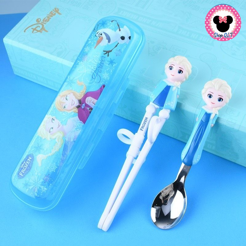 Bộ đũa thìa tập ăn cho bé chính hãng DISNEY . Hình nổi đẹp sắc nét [Ảnh thật, Hàng sẵn]