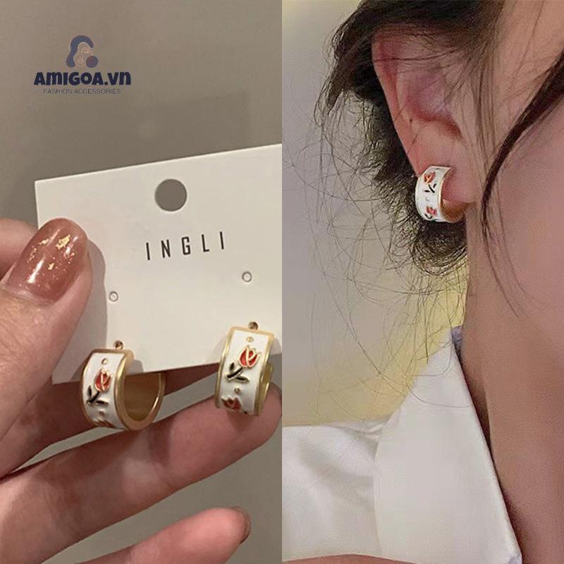 ✨✨Hoa Tai Mạ Bạc 925 Hình Hoa tulip Xinh Xắn Cho Nữ