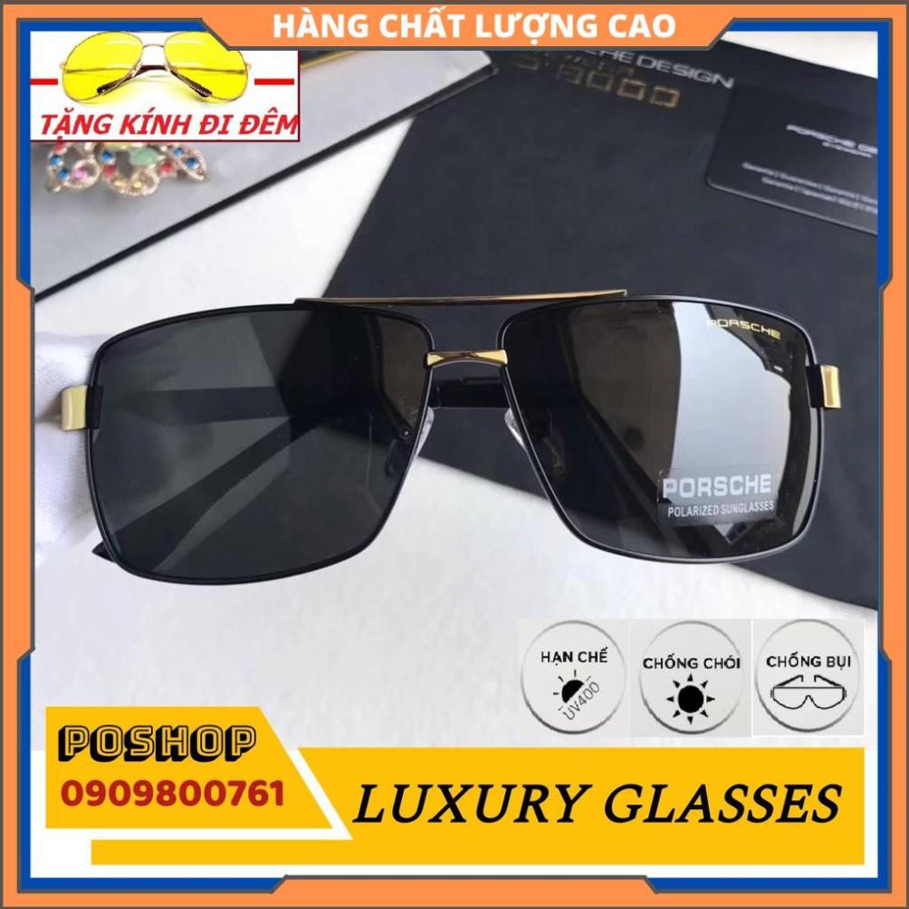 MẮT KÍNH NAM POLAROID VUÔNG CAO CẤP 8712 chống chói TẶNG KÍNH ĐI ĐÊM  HÀNG XỊN