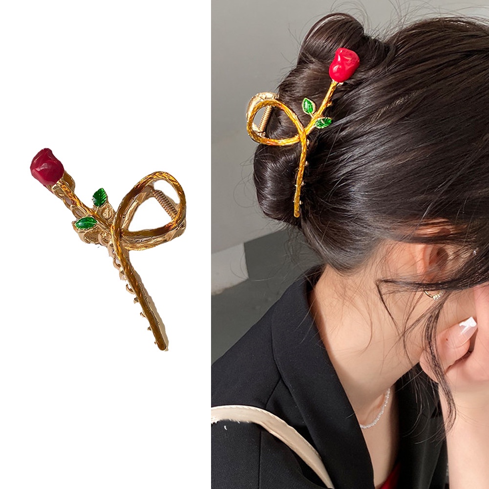 Kẹp Tóc Kim Loại Tạo Hình Hoa Hồng Thanh Lịch Cho Nữ