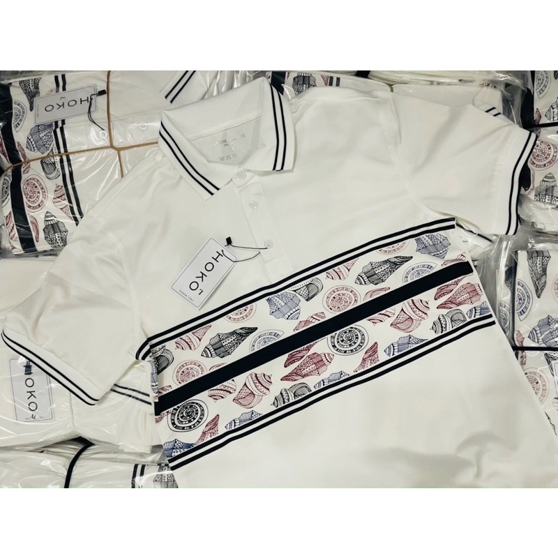 Áo Polo nam cao cấp cổ bẻ phối sọc ngang đen trắng form ôm dáng chuẩn đẹp chất thun lạnh cotton thoáng mát
