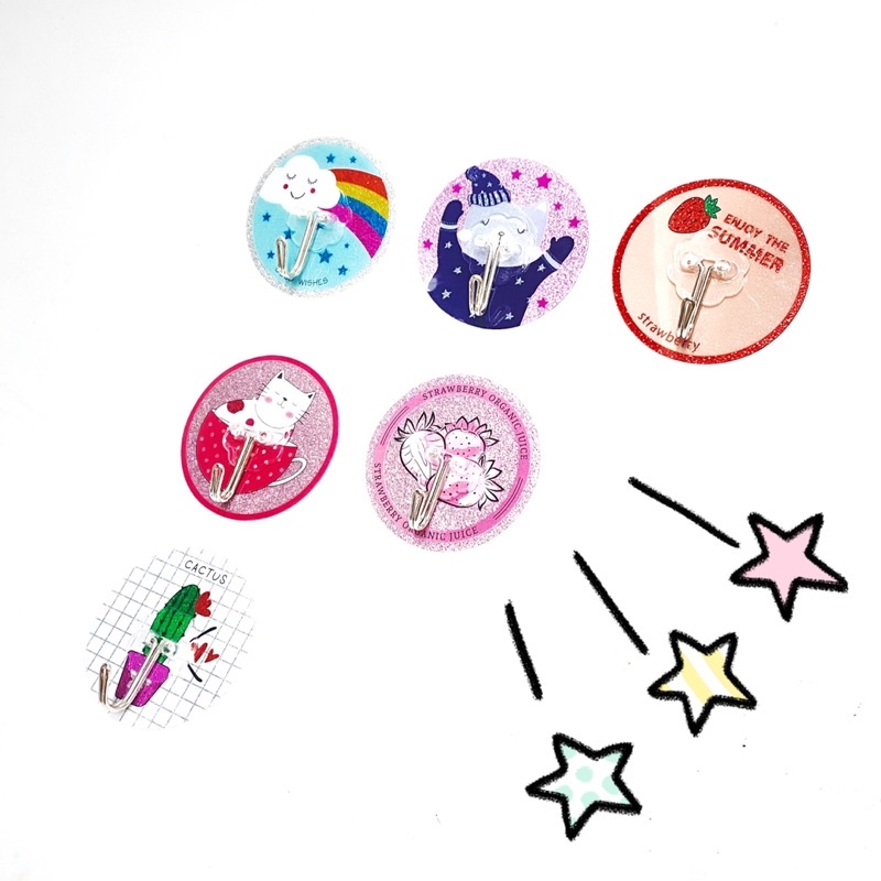 Móc treo dán tường hình tròn kim tuyến móc sắt chịu lực chắc chắn