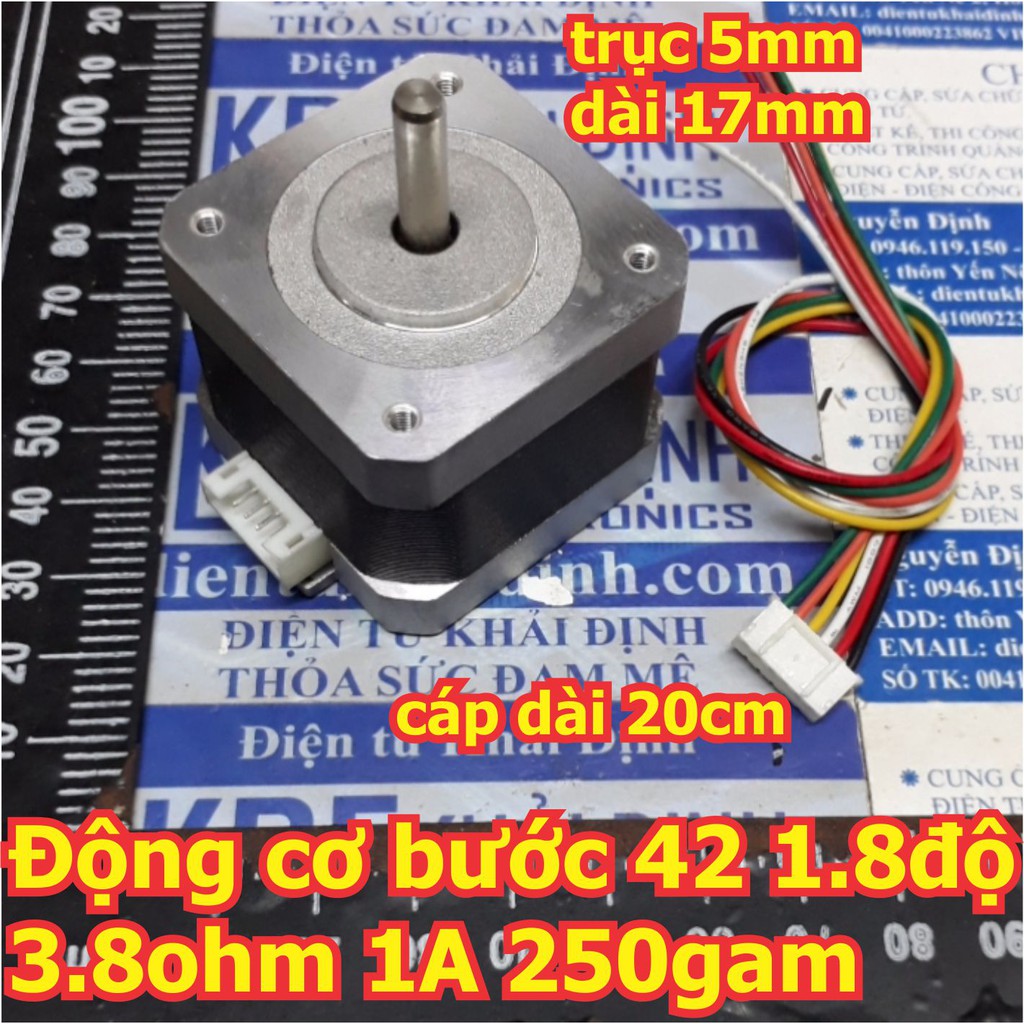 Động cơ bước 42 42H035H 1204A 008 1.8độ 3.8ohm 1A 250gam trục 5mm x 17mm kde6193