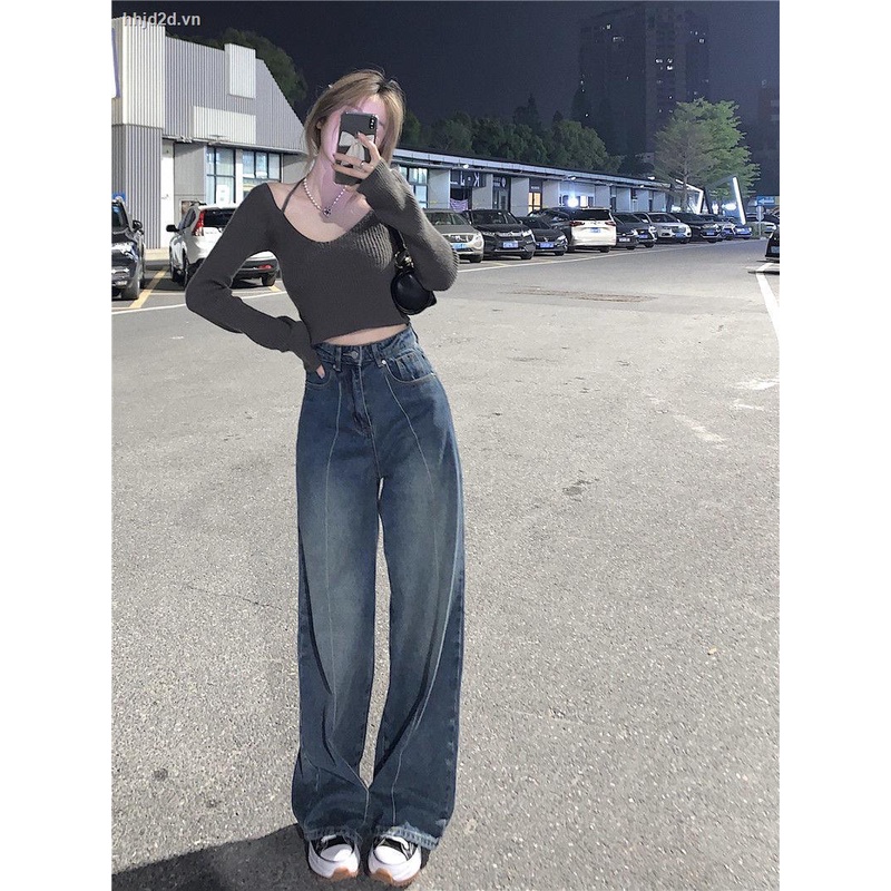 Quần Jean Ống Rộng Lưng Cao Phong Cách Retro Thời Trang Mùa Hè Mới 2022