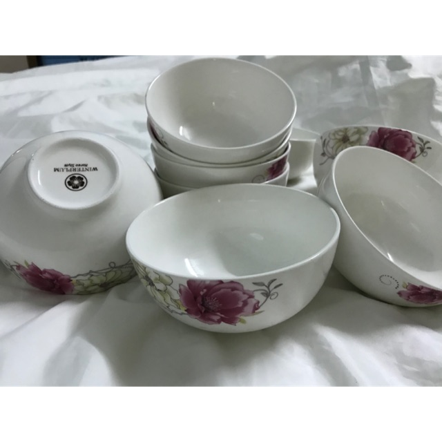 Combo 10 chén sứ cao cấp hoa văn tinh sảo hiệu Winterplum- koere style