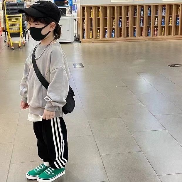 Quần Dài Thể Thao Dáng Rộng Phong Cách Hàn Quốc Thời Trang Mùa Thu Giản Dị Dành Cho Bé Trai