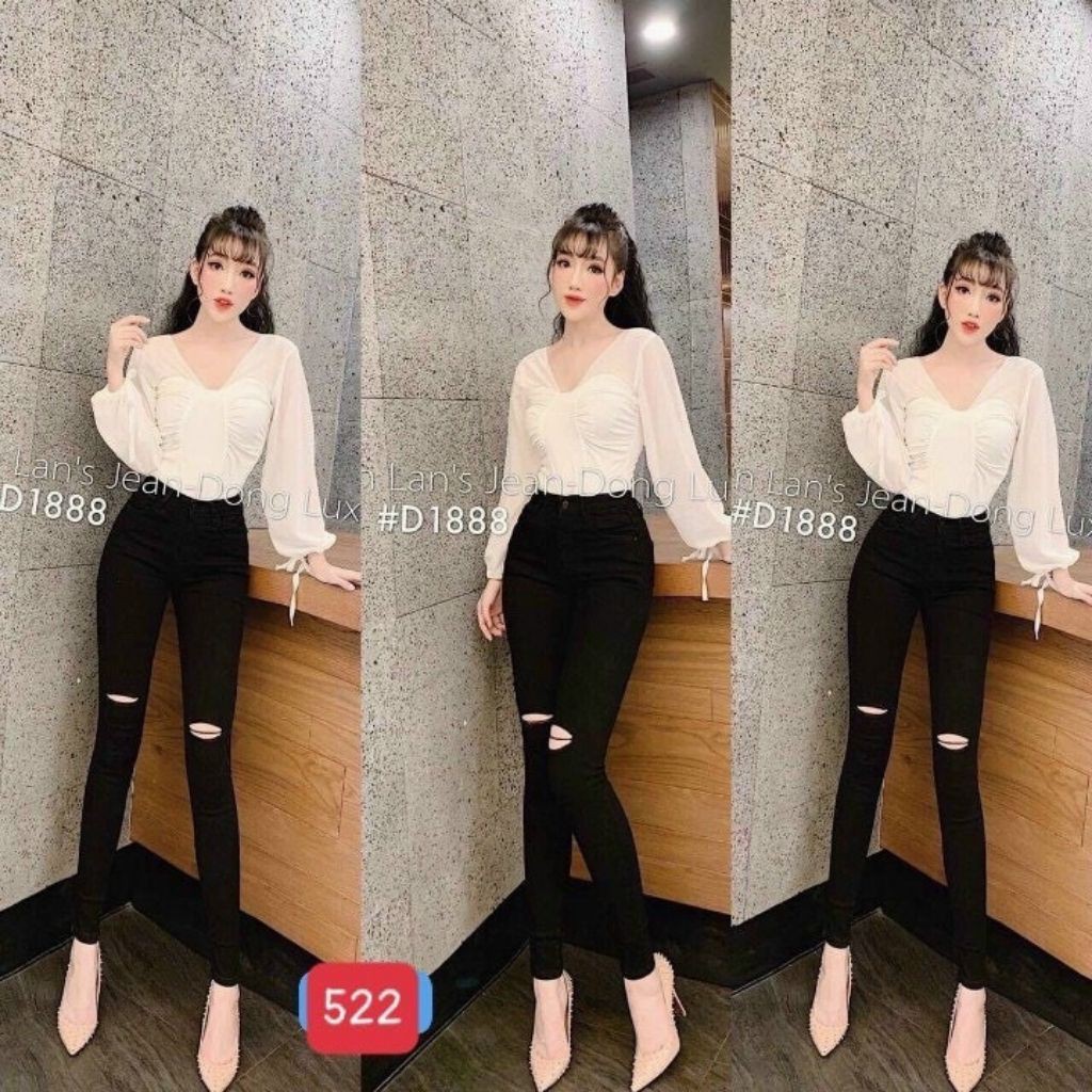 Quần Jean Nữ - Quần Bò Nữ Ống Skinny Co Giản Mạnh Cạp Cao Y Hình Có Size Đại