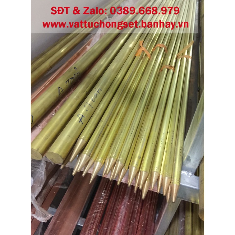 Kim thu sét bằng đồng vàng phi 16 ( Đường kính 16mm )