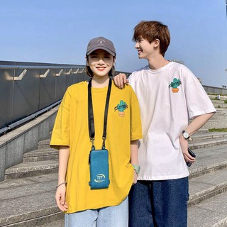 1hitshop áo thun tay lỡ Unisex, áo phông form rộng, áo phông in hình xương rồng, có hình thật