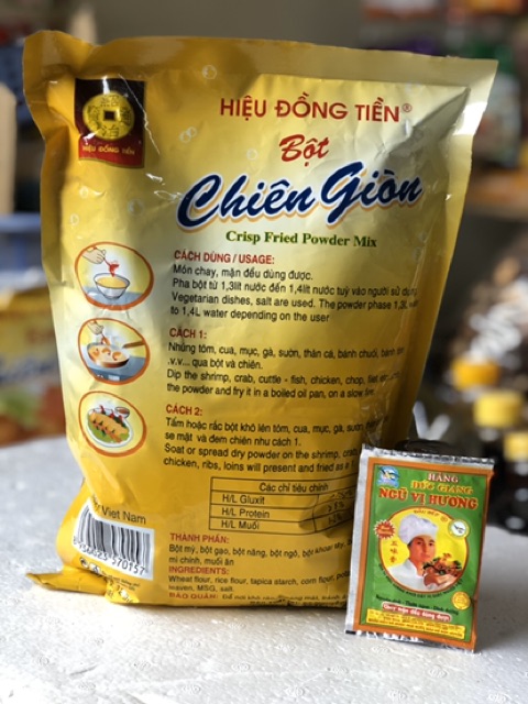 [DATTE MỚI] BỘT CHIÊN GIÒN HIỆU ĐỒNG TIỀN 1KG - HÀNG CHUẨN CÔNG TY - TẶNG 1 GÓI NGŨ VỊ HƯƠNG
