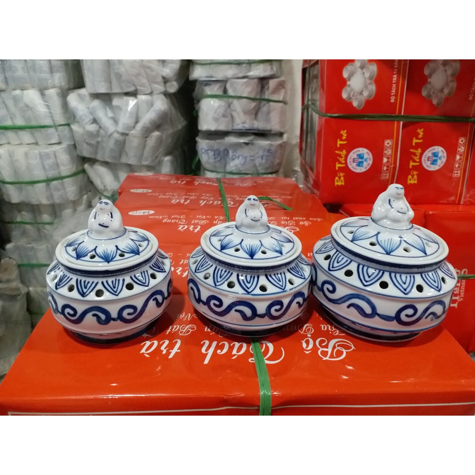 Lư trầm gốm sứ Bát Tràng men trắng cao cấp