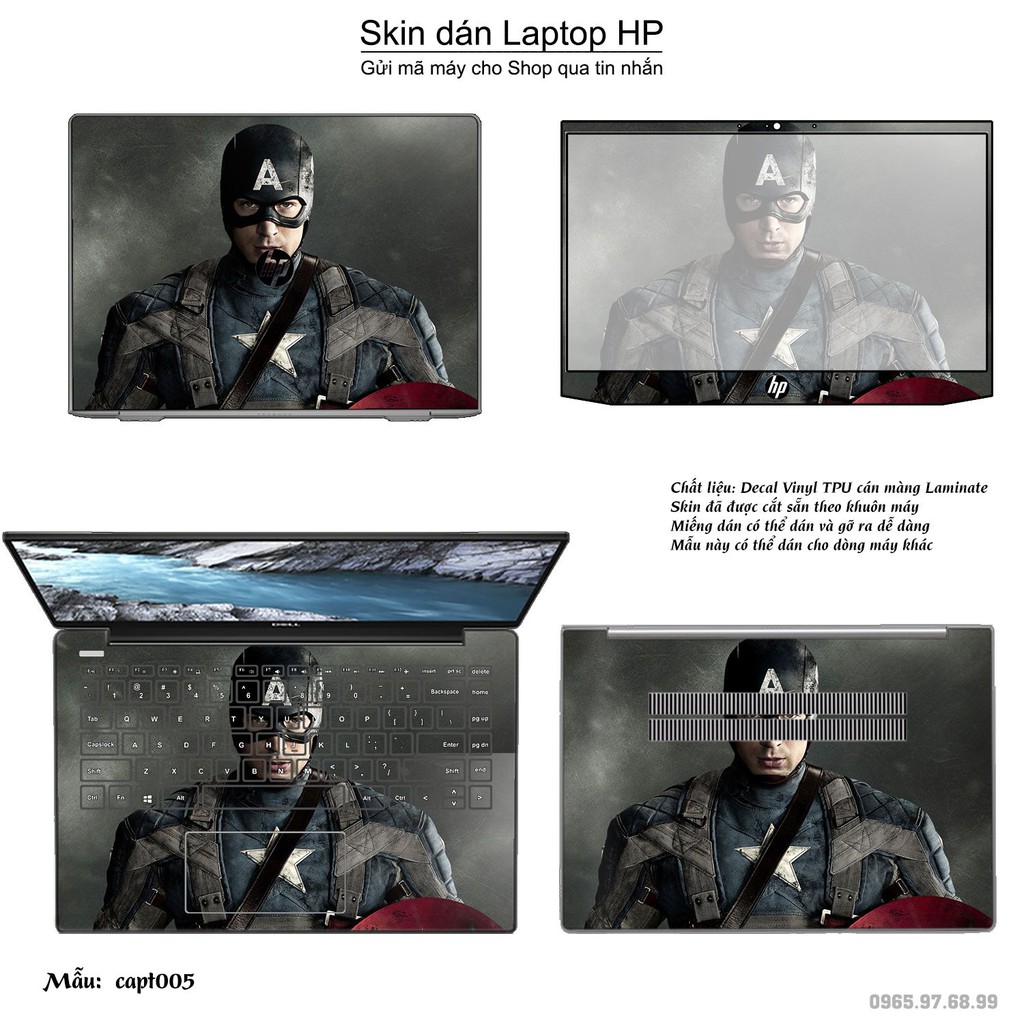 Skin dán Laptop HP in hình Captain (inbox mã máy cho Shop)