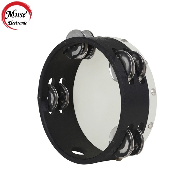 Set 2 Trống Lục Lạc Hai Hàng Kích Thước 6 Inch 8 Inch Bằng Gỗ Dùng Dạy Nhạc Cho Trẻ Mẫu Giáo