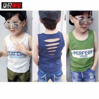 Áo ba lỗ rách cotton bé trai