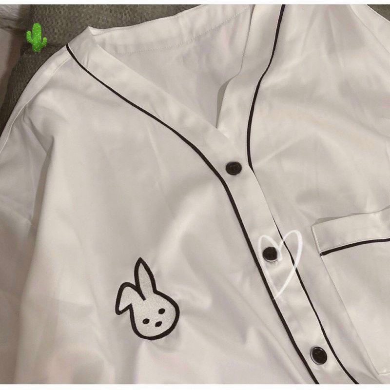 (FREE SHIP) ÁO SƠ MI NỮ PHONG CÁCH CADIGAN  CHẠY VIỀN THÊU HỌA TIẾT THỎ NHỎ SIÊU CUTE VALENTINA