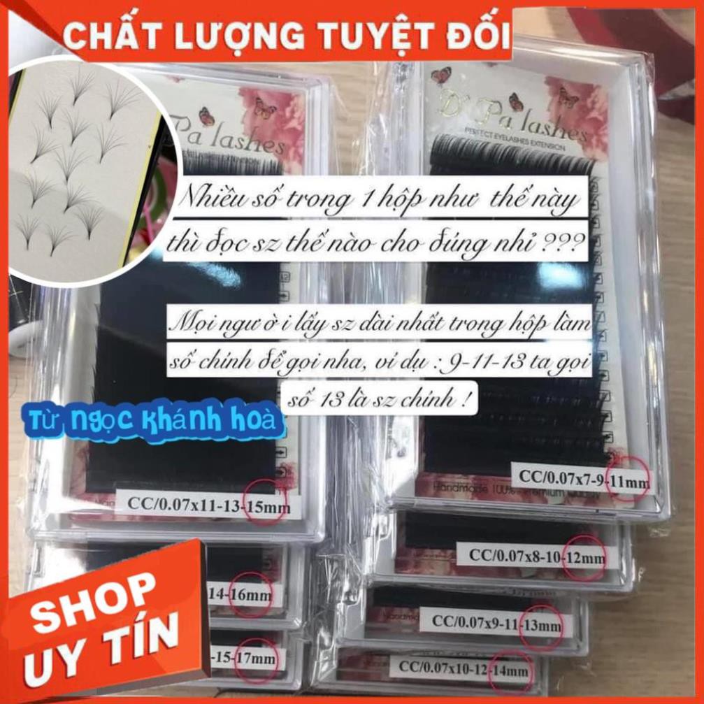 HOT ! Mi Hoa Sơn Trà- Hoa Hồng Đen- Độ dầy 0.07 - Độ cong Cc( Mi sole 3 số trên 1 line mi - mỗi số cách nhau 2 size )