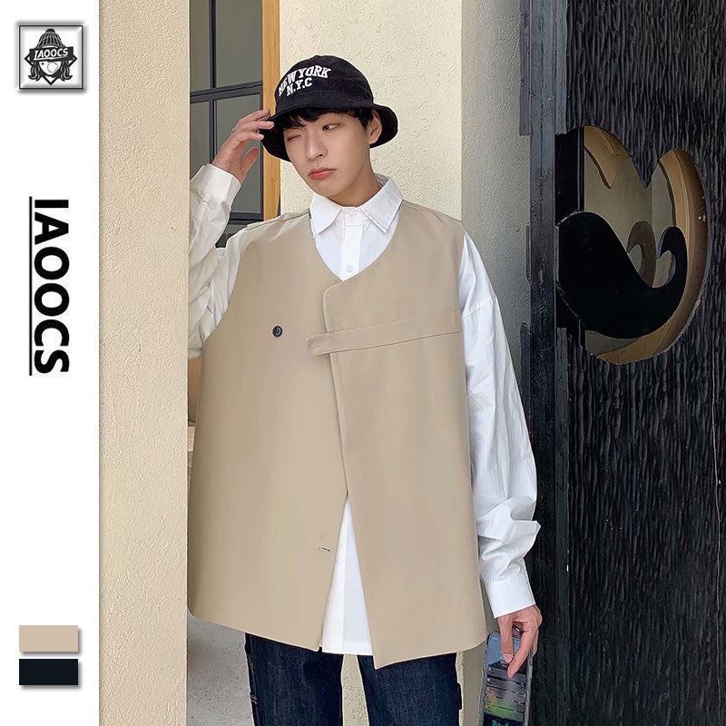 _Áo khoác gile khuy cài unisex