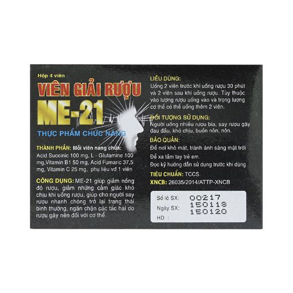 Viên Giải Rượu Me-21 - Hộp 4 Viên