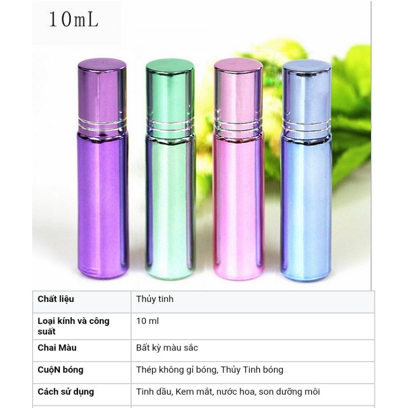 4 lọ thủy tinh dầy 10ml bi thép không gỉ chai nhu hình ảnh đựng son môi nước tinh dầu mỹ phẩm nu nam