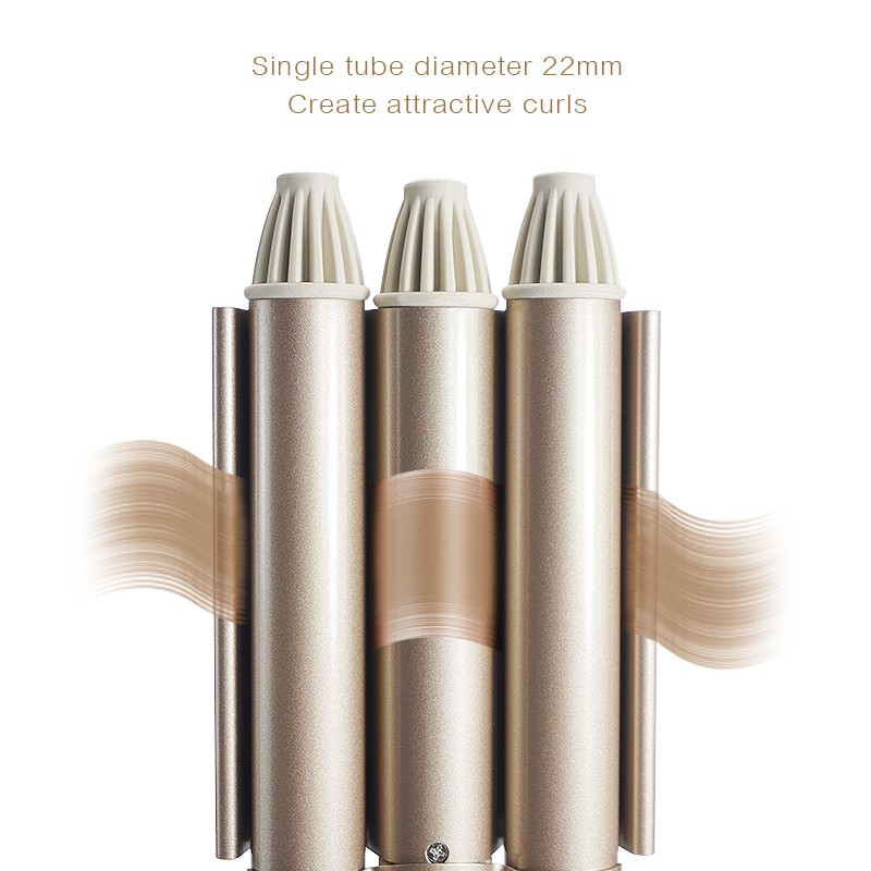 Máy Uốn Tóc Gợn Sóng Làm Xoăn Tóc 3 Trục Có 2 Mức Chỉnh Nhiệt Kemei Km 1010