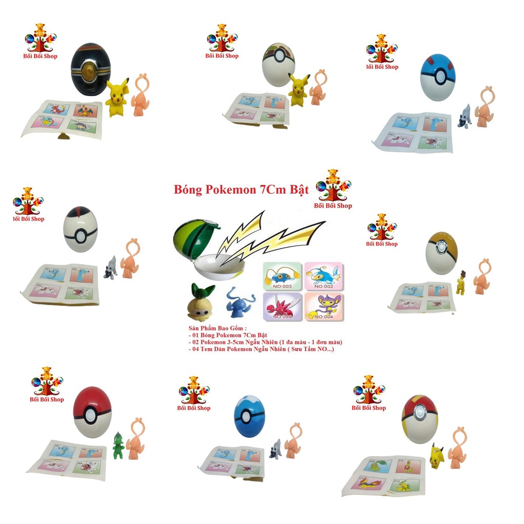 Bộ Đồ Chơi Mô Hình Pokemon Và Bóng Pokeball, Bóng Pokemon 7Cm, Đồ Chơi Trẻ Em - Bối Bối Shop