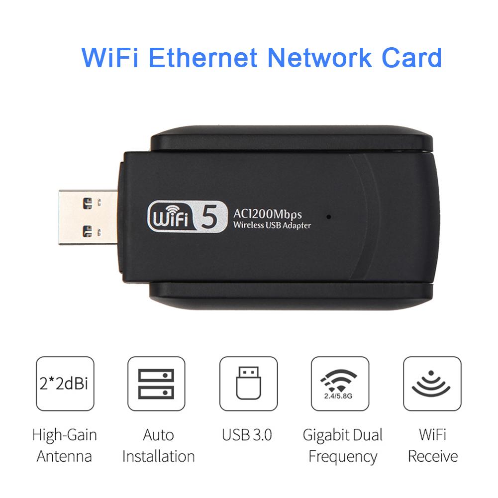 Bộ điều hợp WiFi băng tần kép 2.4G 5.8G USB không dây Thẻ mạng 1200Mbps với ăng ten kép Bộ thu USB 3.0 cho máy tính PC | BigBuy360 - bigbuy360.vn