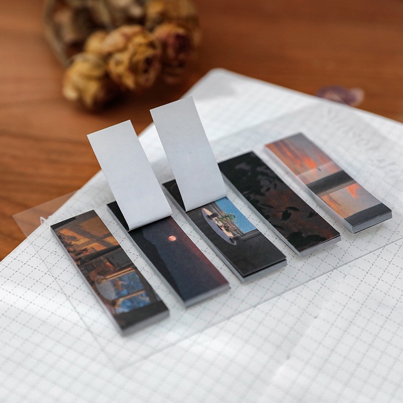 Set 100 Giấy Ghi Chú Mini Hình Phong Cảnh Dễ Thương note