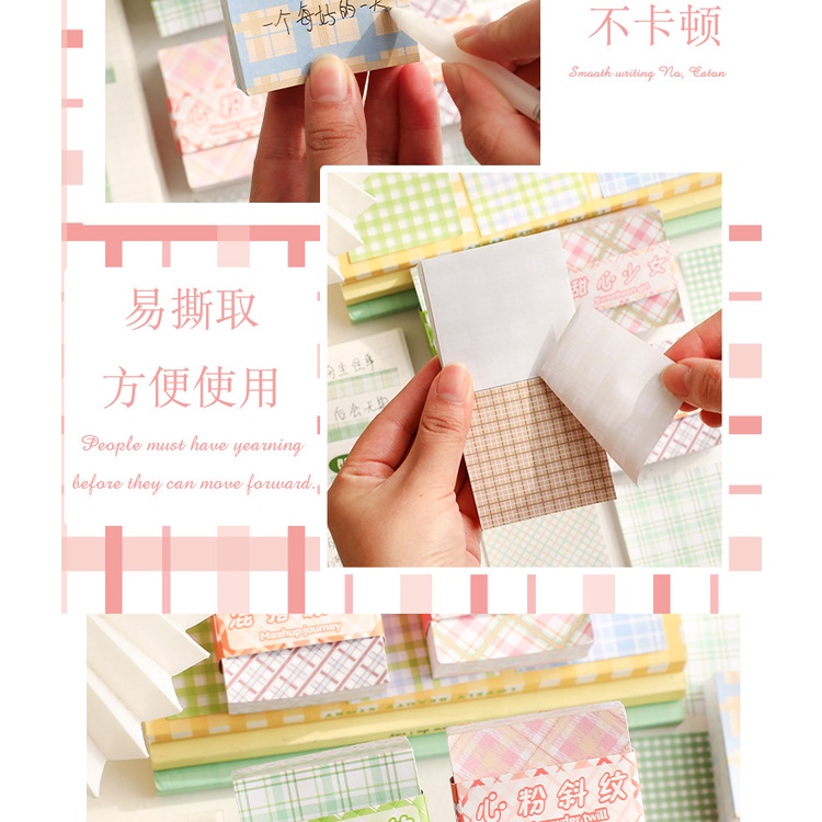 Peach Cute checkered pad Memo Pad School Office Stationery Notepad