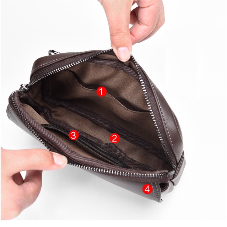 Ví Cầm Tay Nam 2 Trong 1 Kết Hợp Túi Bụng 2008 Nhỏ Gọn Nhiều Ngăn Đựng Tiền Thẻ Card Điện Thoại Tiện Lợi Da Pu Cao Cấp