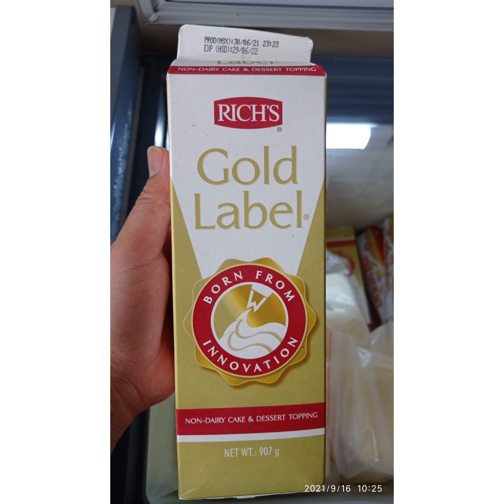 Kem TOPPING trang trí bánh GOLD LABEL nhãn vàng RICH'S - Hộp 1L [Hỏa TỐC]