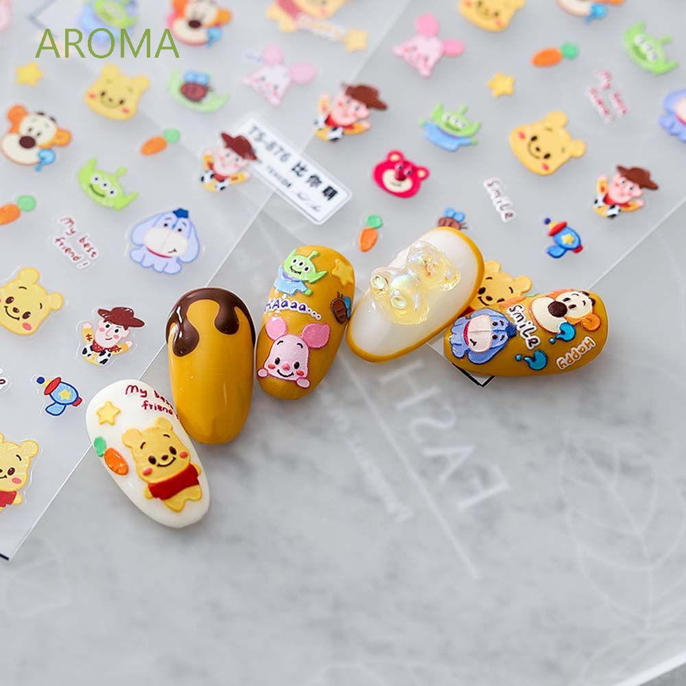 [Hàng mới về] Tờ miếng dán trang trí móng tay nghệ thuật 5D DIY kiểu dáng thỏ gấu hoạt hình đáng yêu