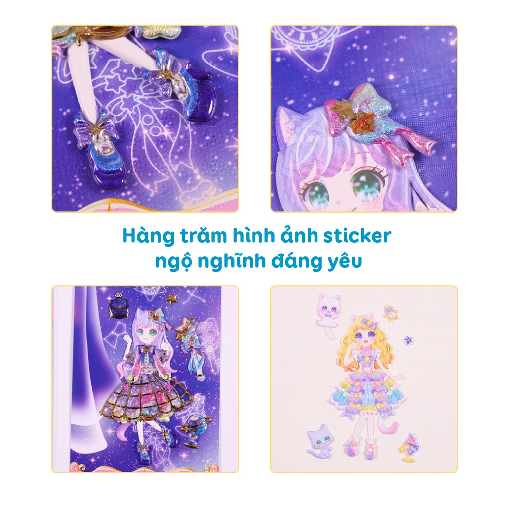 Set sticker hình dán công chúa cho bé fesson, Sticker 3d trang trí sáng tạo