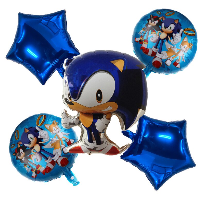 Bộ 5 Bóng Bay Hình Nhím Sonic Trang Trí Tiệc Cho Bé