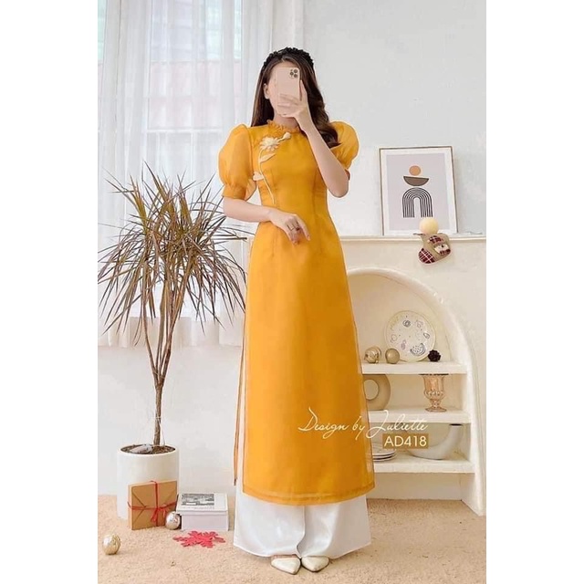 Áo Dài Cách Tân Cổ Xếp Ly Đắp Hoa Siêu Xinh Phù Hợp Mặc Trong Nhiều Sự Kiện, Cưới Hỏi, Tiệc Công Ty, Chụp Ảnh...