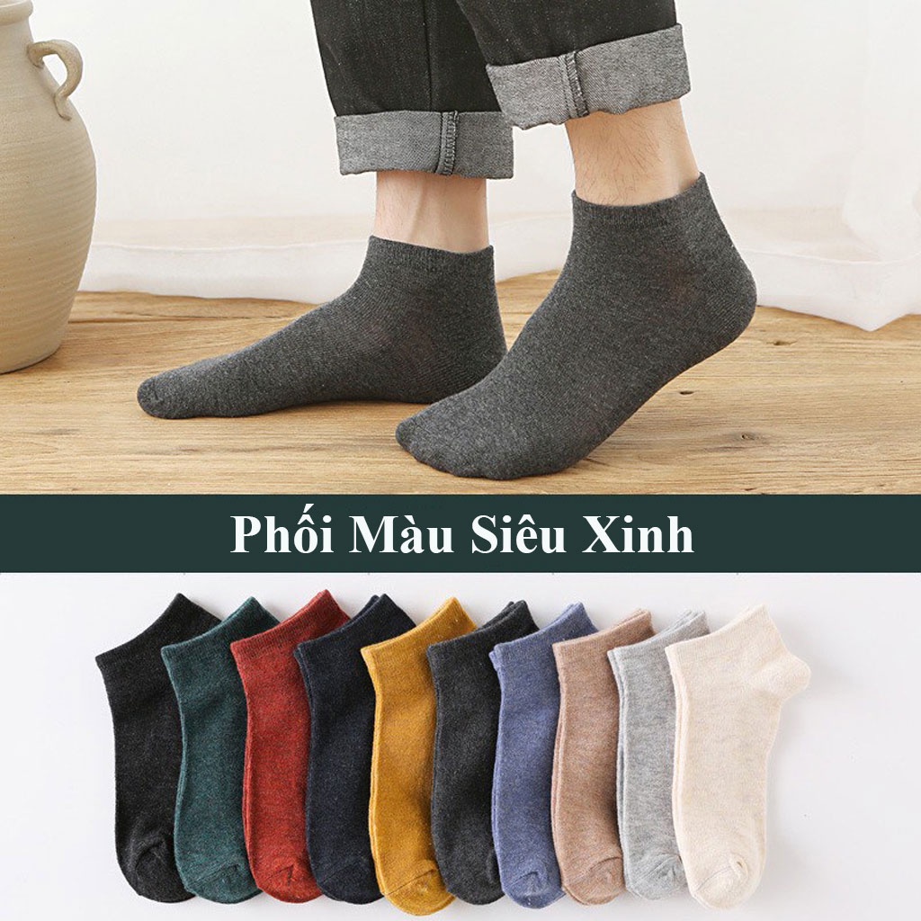 Sét 10 Tất Nam Nữ Ngắn Cotton Cổ Thấp Vớ Nữ Cổ Ngắn Hàng Cao Cấp Xuất Khẩu