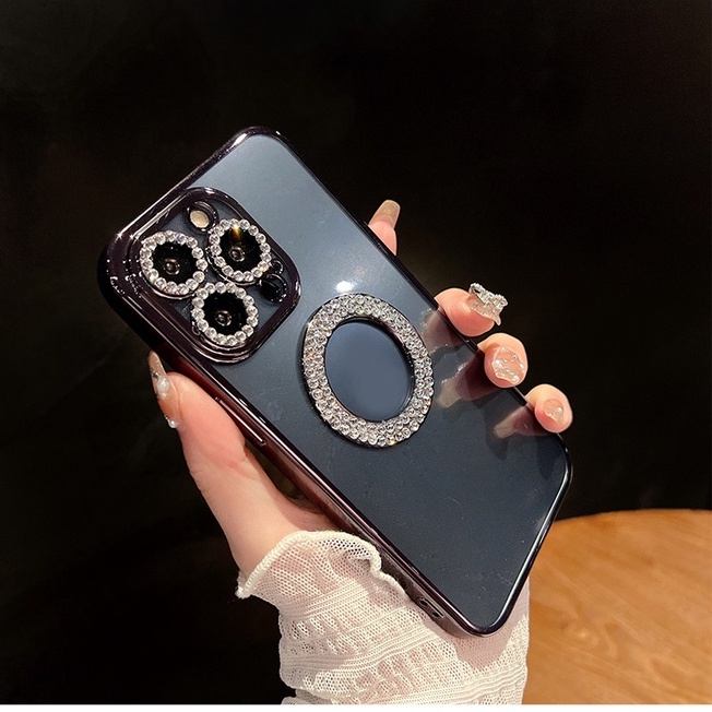 Ốp Điện Thoại Trong Suốt Đính Đá Lấp Lánh Sang Trọng Cho iPhone 11 11Pro 11Pro max 12 12Pro 12Pro max 13 13Pro 13Pro max