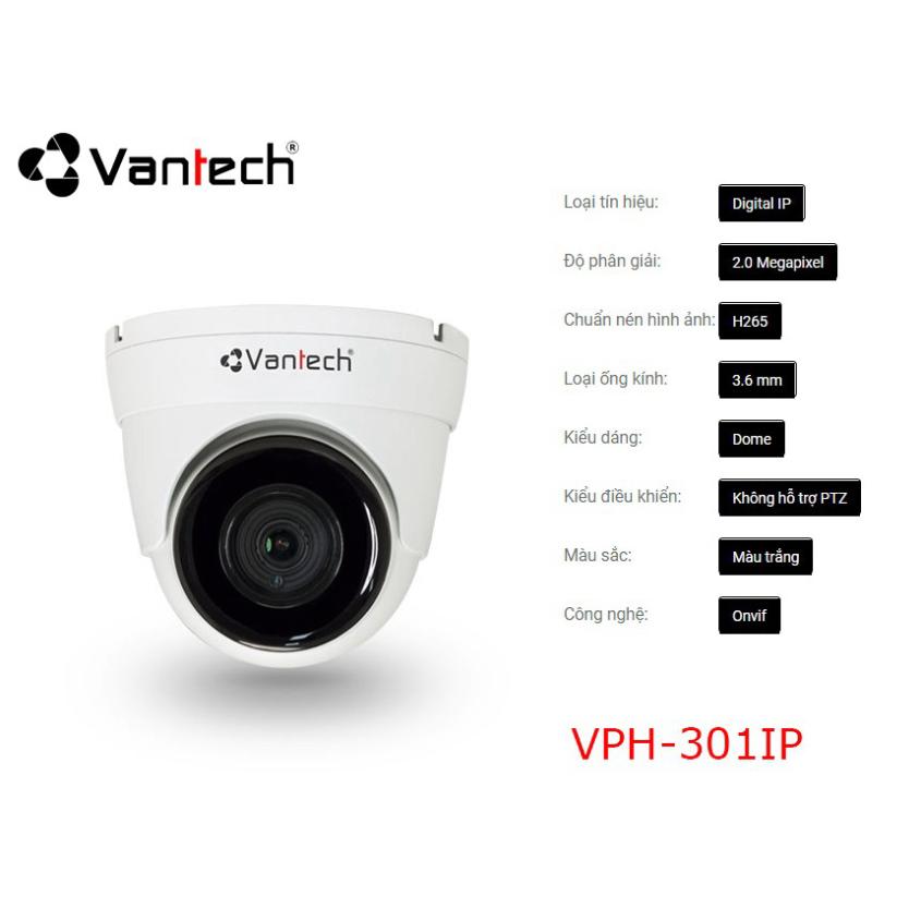 Camera hồng ngoại IP 2.0 Megapixel Vantech VPH-301IP - Hàng chính hãng