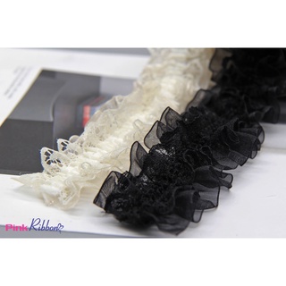 *(GIÁ 1M) Ren voan chun 2 lớp 3.5cm làm băng đô tóc, nơ, trang trí DIY, decor, gói quà, gói hoa, phụ kiện may mặc