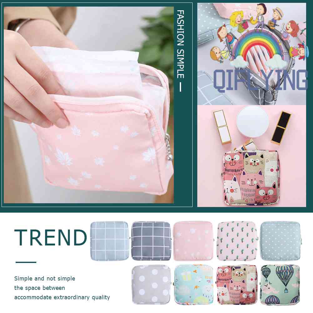 Qifly Túi Đựng Băng Vệ Sinh Trang Điểm Mini Tiện Dụng Cho Nữ