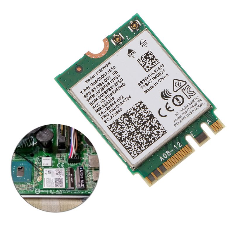 Thẻ WIFI Bluetooth Không Dây 8265 AC AC8265 8265NGW NGFF Cho M 2