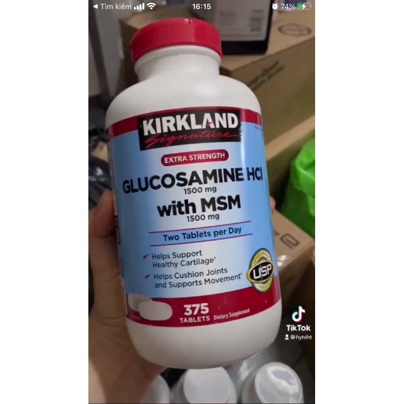 🏃🏻‍♂️🏃🏻‍♀️[HSD 10/2023] KIRKLAND Glucosamine HCL 1500mg With MSM 1500mg của Mỹ 375 viên